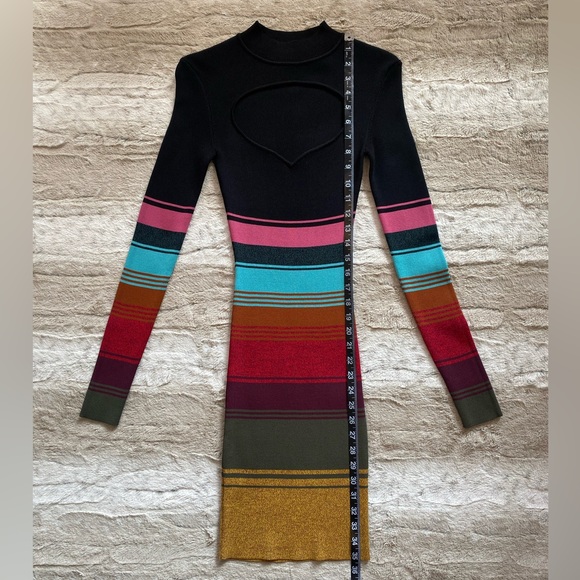NWOT💕STAUD Clara Stripe Cutout Ribbed Long Sleeve Sweater Dress Size XS - Picture 10 of 14